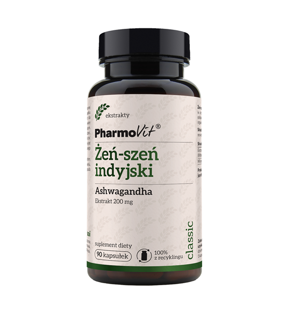 Żeń-szeń indyjski Ashwagandha 20:1 200 mg 90 kaps | Classic Pharmovit