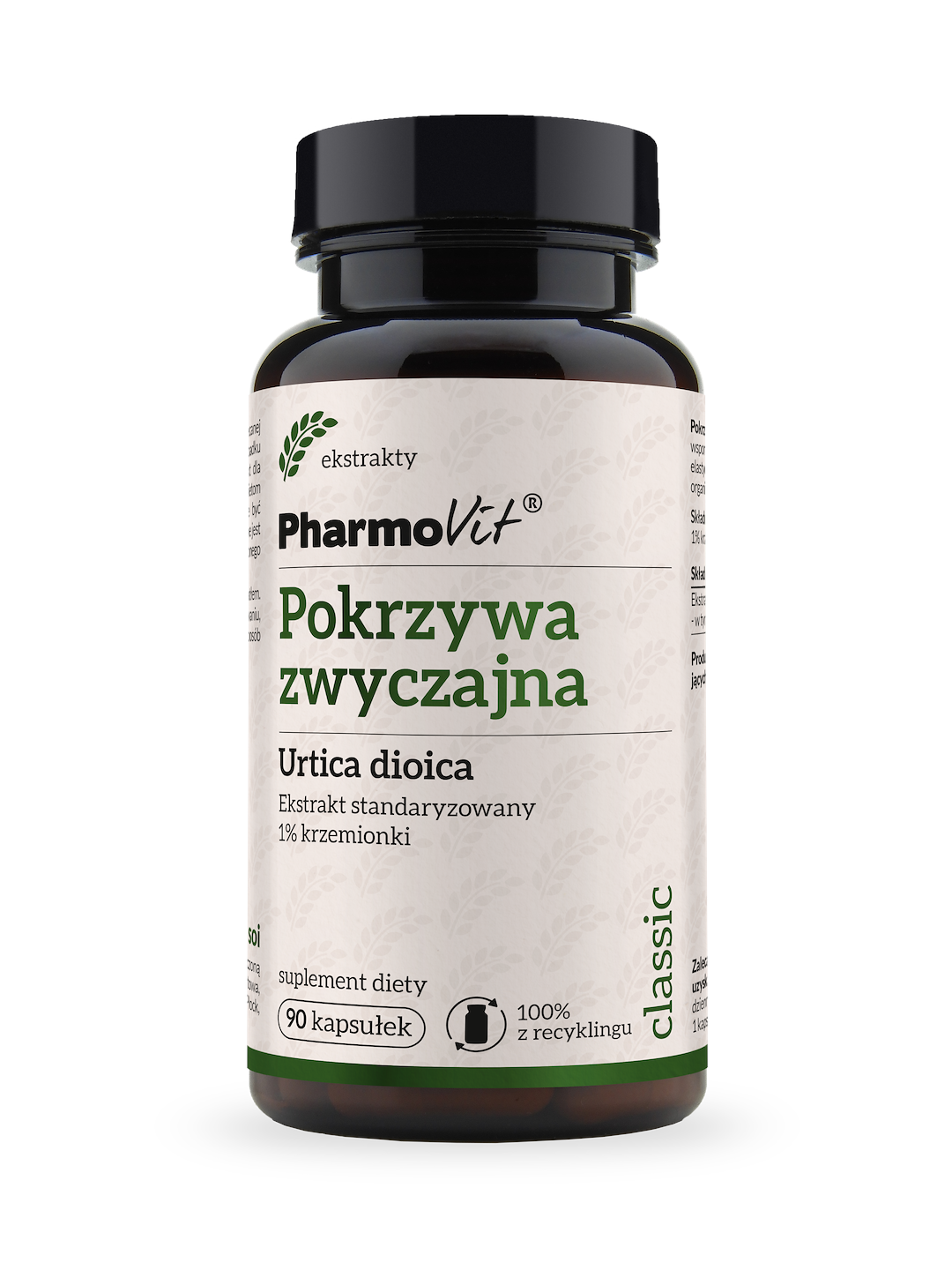 Pokrzywa zwyczajna Urtica dioica Ekstrakt standaryzowany 1% krzemionki 90 kaps | Classic Pharmovit