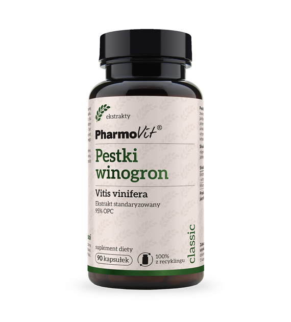 Pestki winogron Vitis vinifera Ekstrakt standaryzowany 95% OPC 90 kaps | Classic Pharmovit