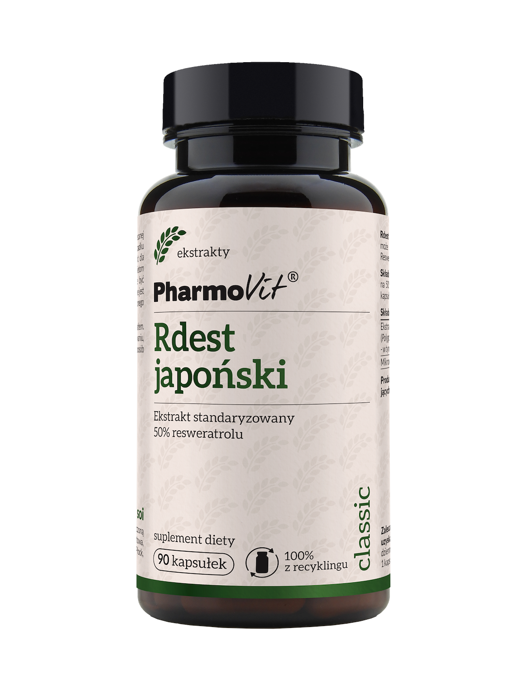 Rdest japoński Ekstrakt standaryzowany 50% resweratrolu 90 kaps | Classic Pharmovit