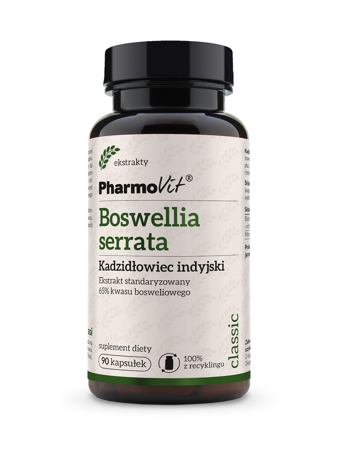 Boswellia serrata Kadzidłowiec indyjski Ekstrakt standaryzowany 65% kwasu bosweliowego 90 kaps | Classic Pharmovit