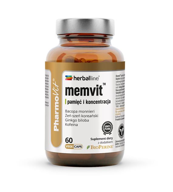 Memvit™ pamięć i koncentracja 60 vege kaps | Herballine™ Pharmovit