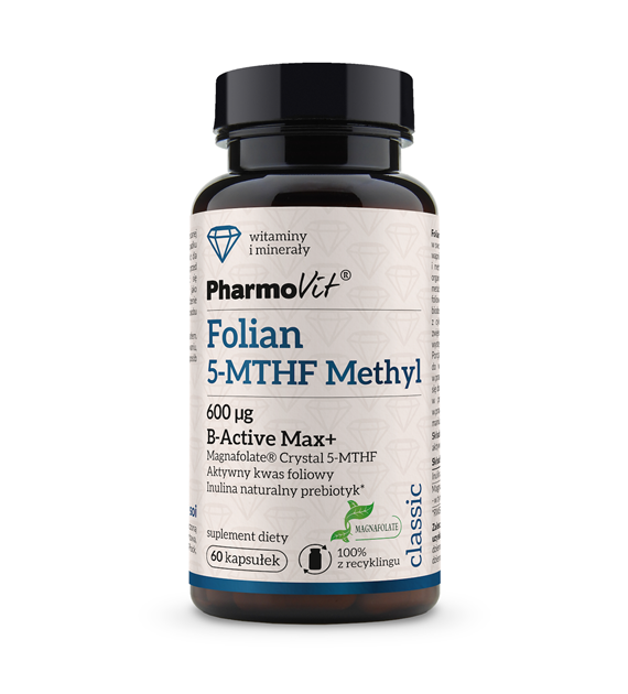 Folian 5-MTHF Methyl 600 µg B-Active Max+ 60 kaps | Classic Pharmovit