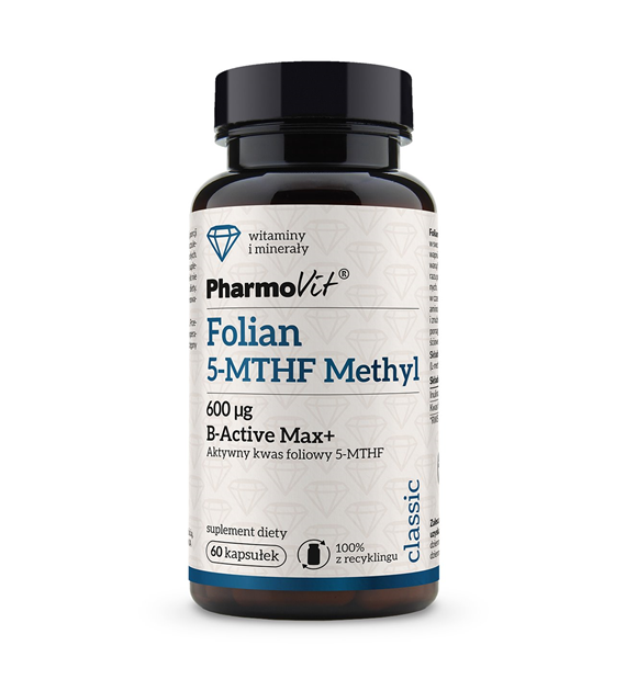 Folian 5-MTHF Methyl 600 µg B-Active Max+ 60 kaps | Classic Pharmovit