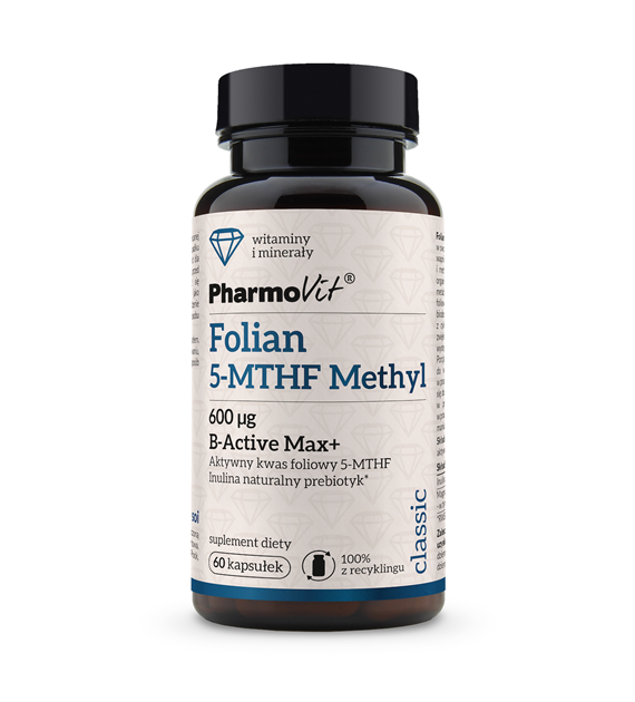 Folian 5-MTHF Methyl 600 µg B-Active Max+ 60 kaps | Classic Pharmovit