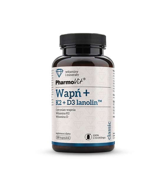 Wapń + K2 + D3 lanolin™ 120 kaps | Classic Pharmovit