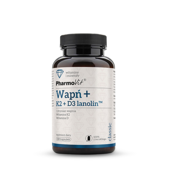 Wapń + K2 + D3 lanolin™ 120 kaps | Classic Pharmovit