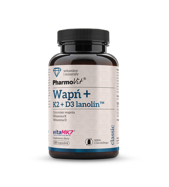 Wapń + K2 + D3 lanolin™ 120 kaps | Classic Pharmovit