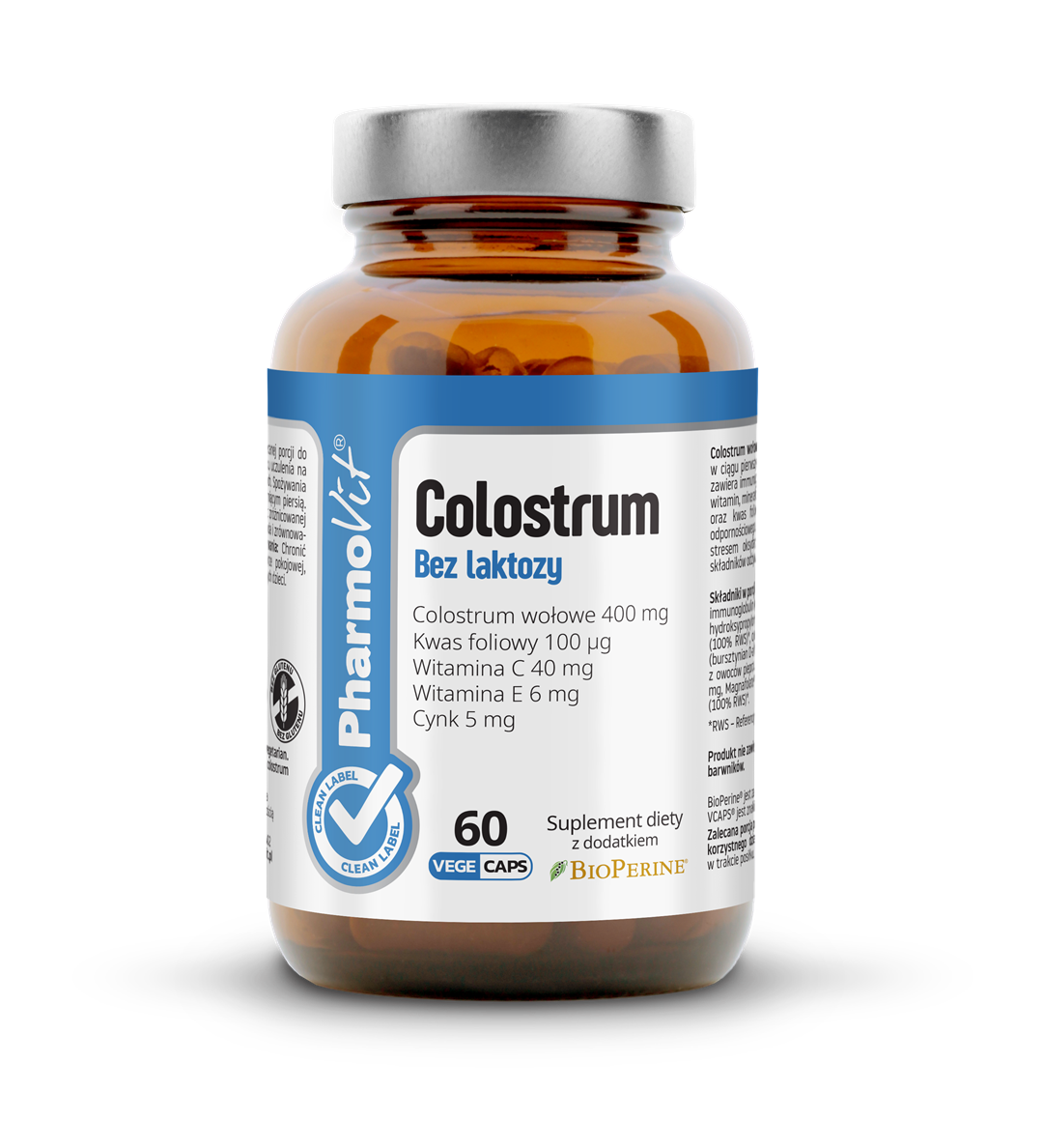 Colostrum bez laktozy 60 kaps Vege | Clean Label Pharmovit