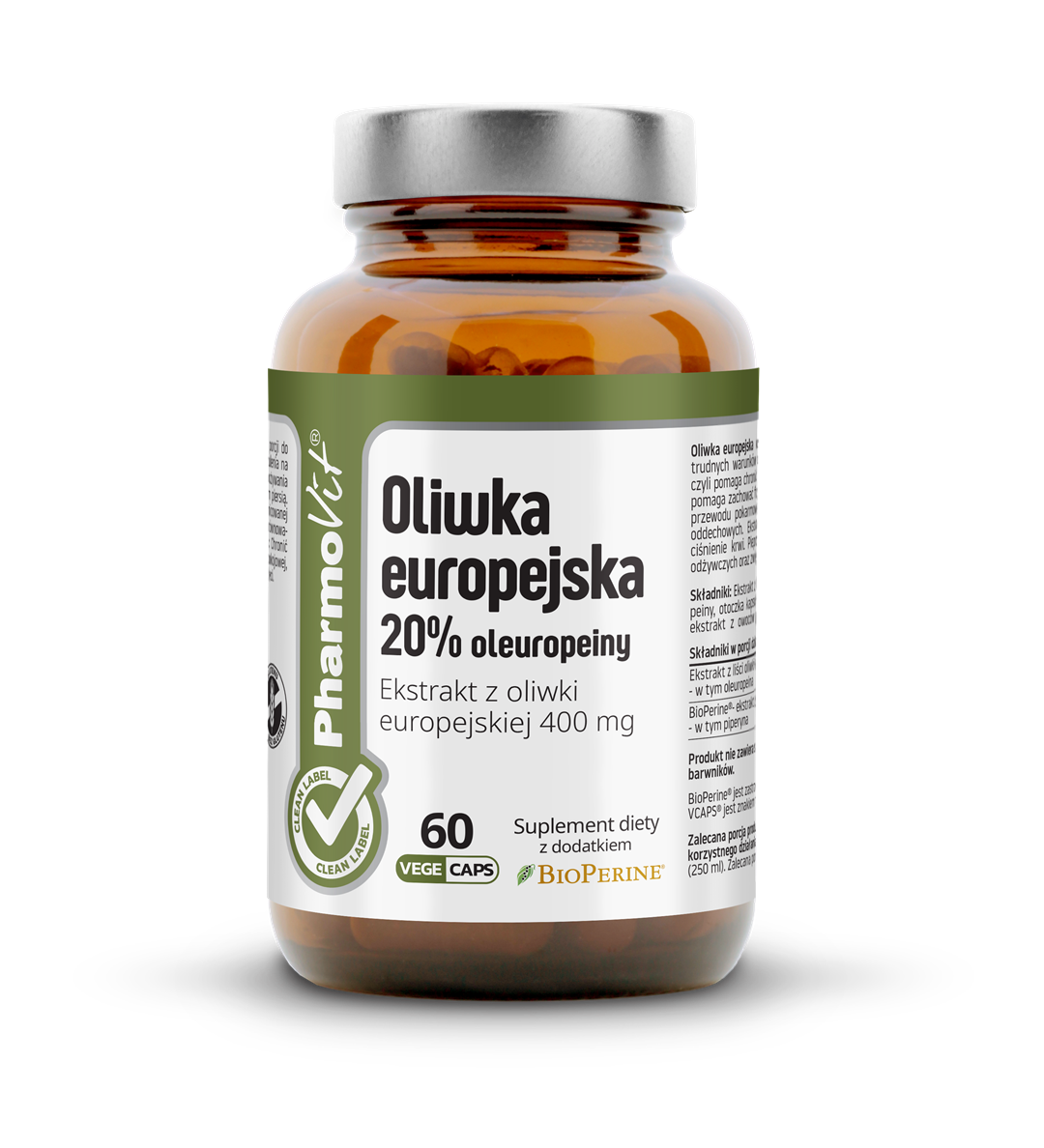 Oliwka europejska 20% oleuropeiny 60 kaps Vege | Clean Label Pharmovit