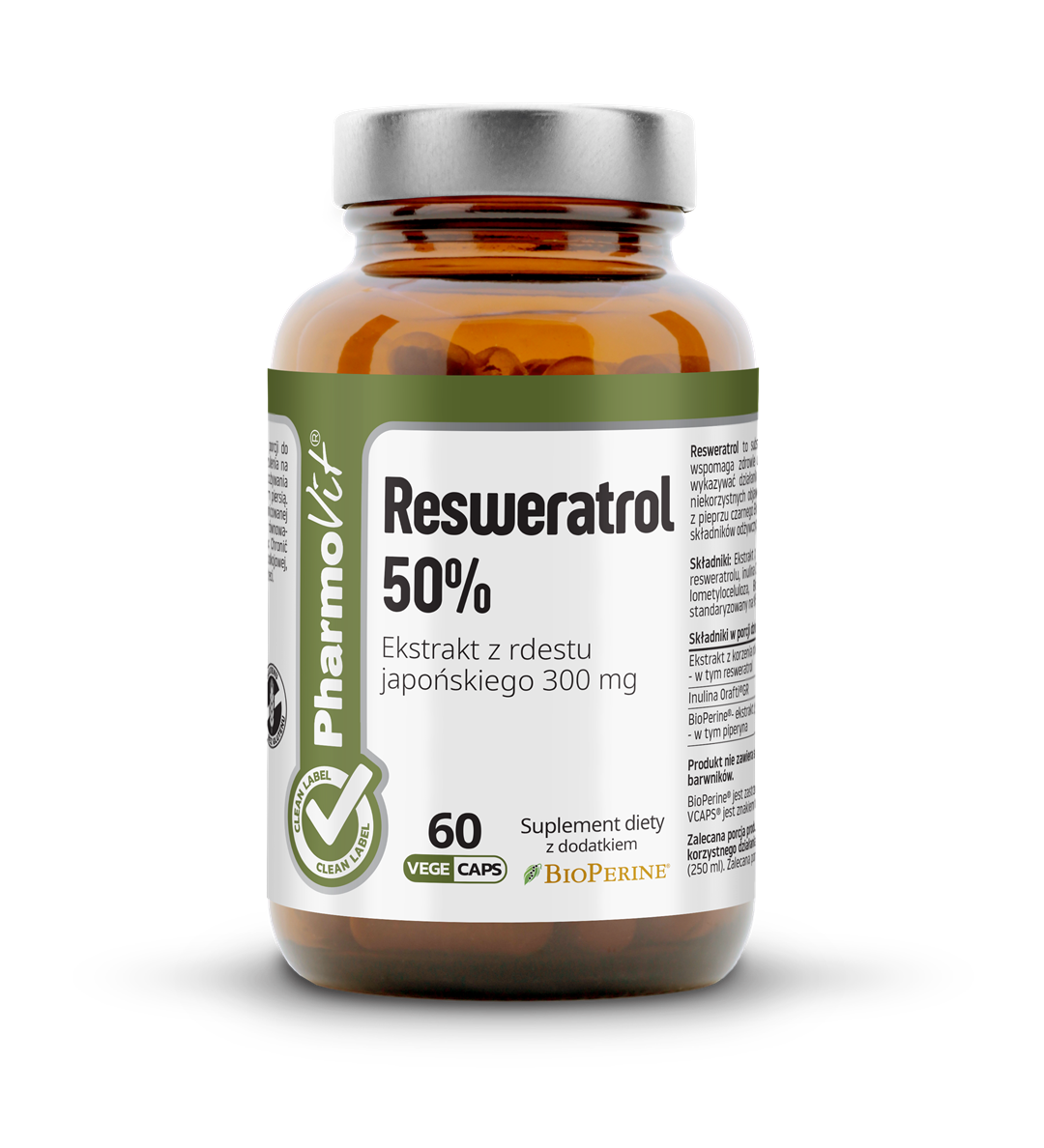 Resweratrol 50% 60 kaps Vege | Clean Label Pharmovit