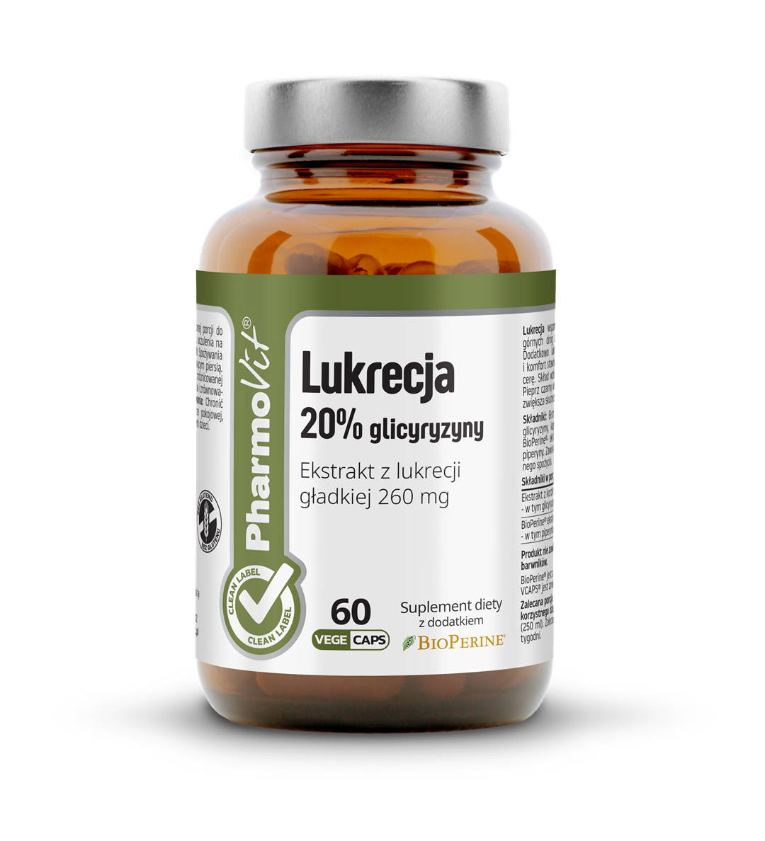 Lukrecja 20% glicyryzyny 60 kaps Vege | Clean Label Pharmovit