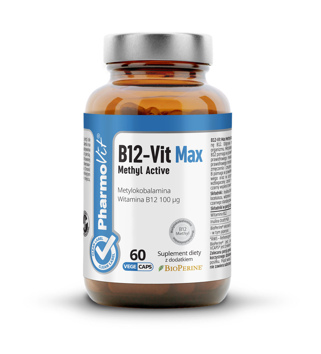 B12-Vit Max Methyl Active 60 kaps Vege | Clean Label Pharmovit