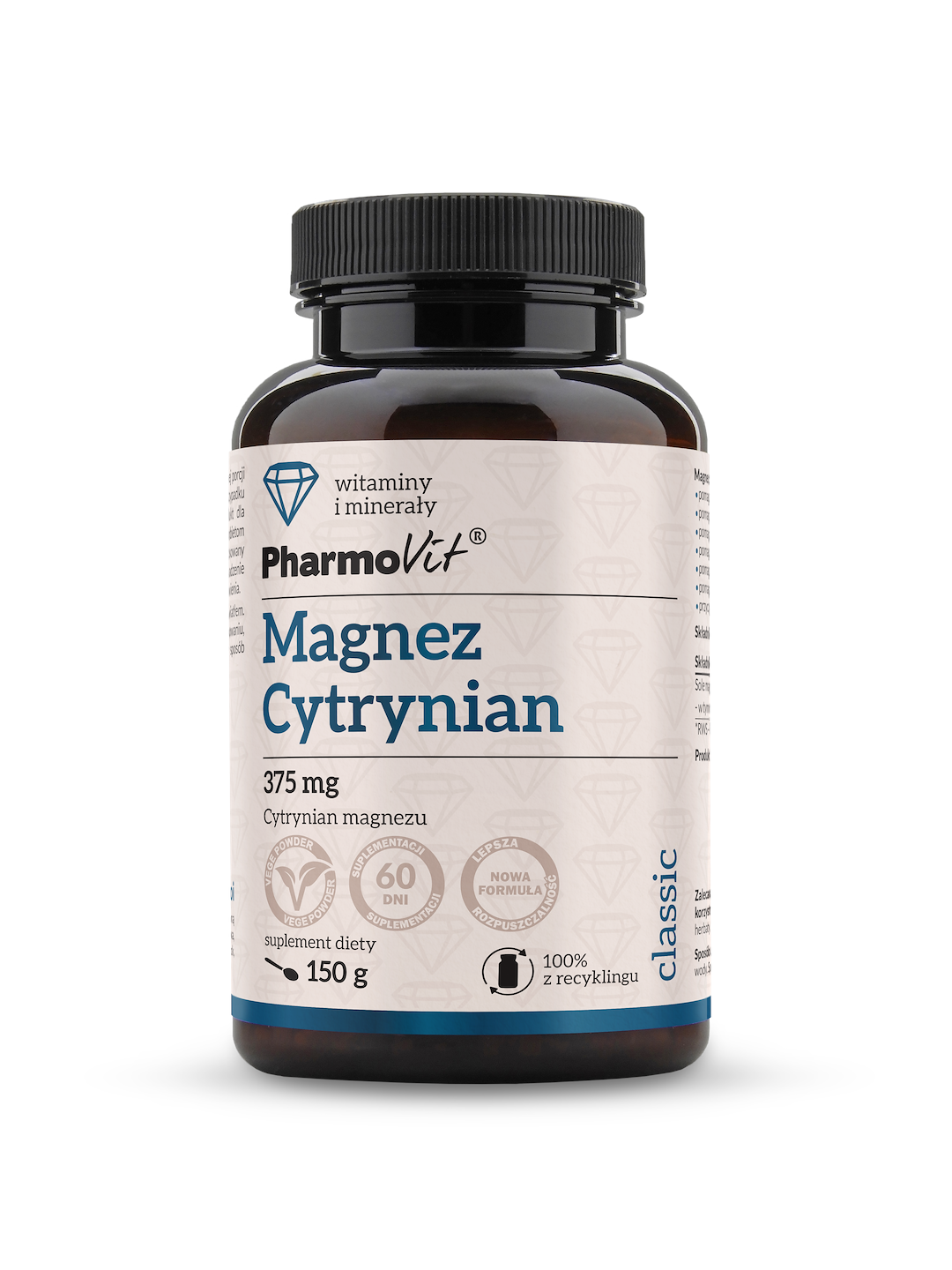 Magnez Cytrynian 375 mg 150 g | Classic Pharmovit