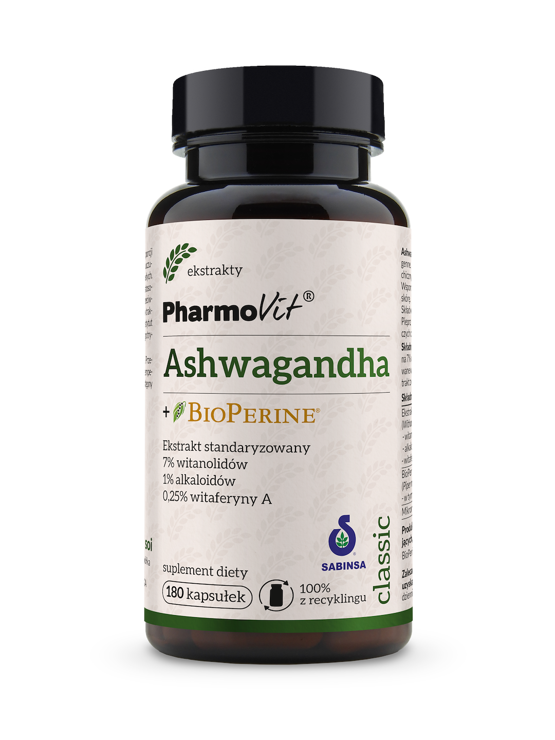 Ashwagandha + BioPerine® 180 kaps | Classic Pharmovit