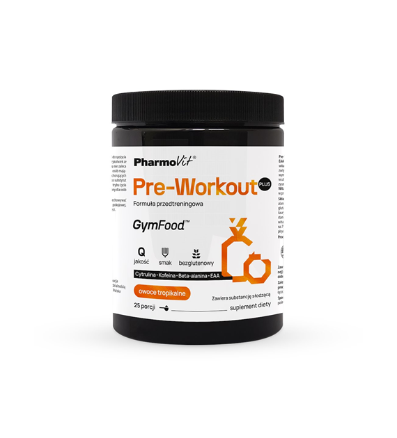Pre-Workout Plus Formuła przedtreningowa (owoce tropikalne) 500 g | GymFood Pharmovit