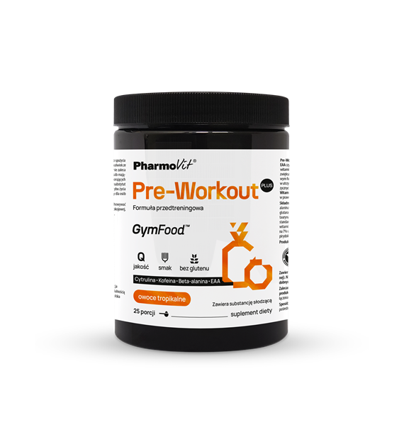 Pre-Workout Plus Formuła przedtreningowa (owoce tropikalne) 500 g | GymFood Pharmovit