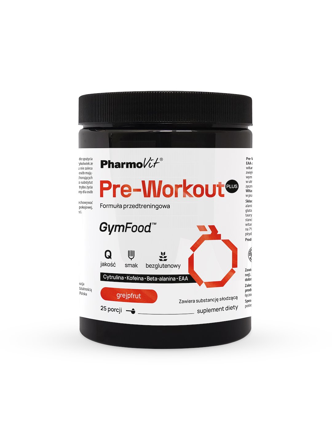 Pre-Workout Plus Formuła przedtreningowa (grejpfrut) 500 g | GymFood Pharmovit