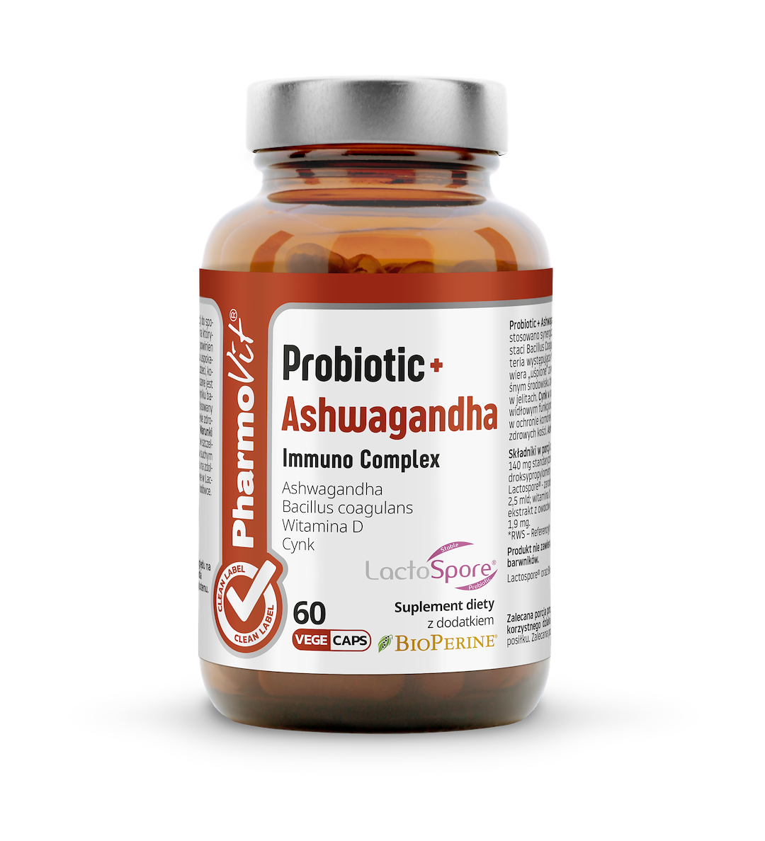 Probiotic + Ashwagandha Immuno Complex 60 vege kaps | Clean Label Pharmovit