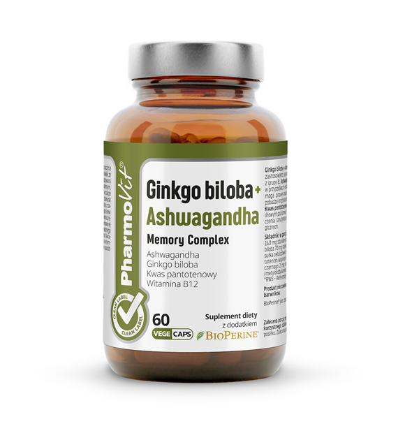 Ginkgo biloba + Ashwagandha Memory Complex 60 vege kaps | Clean Label Pharmovit