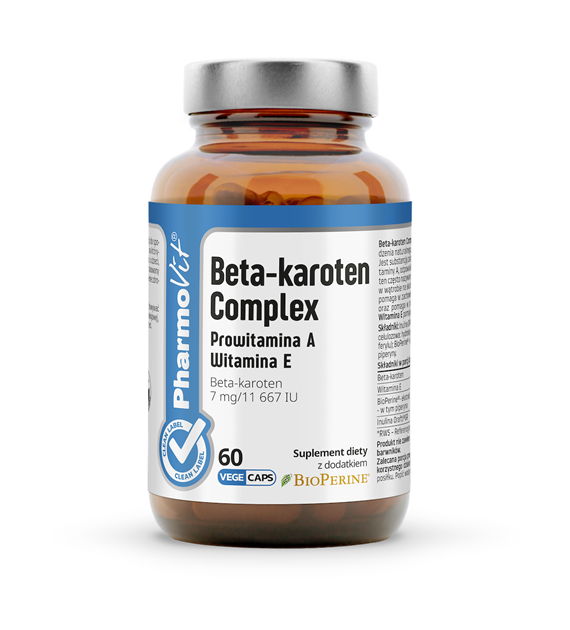 Beta-karoten Complex Prowitamina A Witamina E 60 kaps Clean label Pharmovit