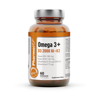 Omega 3+ D3 2000IU+K2 60 kaps Softgel | Clean label Pharmovit