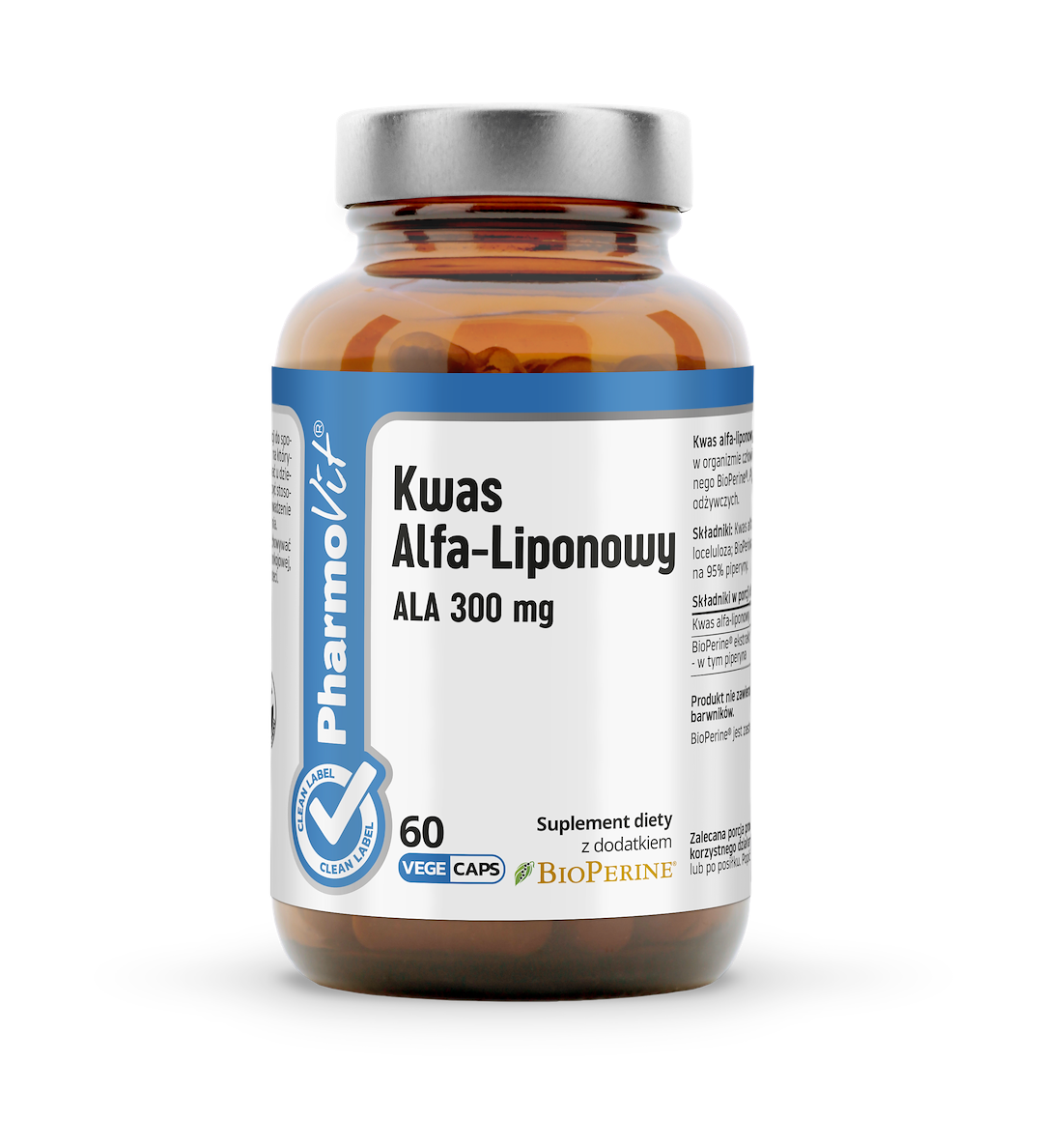 Kwas Alfa-Liponowy ALA 300 mg 60 kaps Clean label Pharmovit