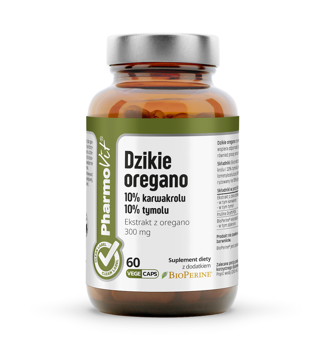 Dzikie oregano 10% karwakrolu 10% tymolu 60 kaps | Clean Label Pharmovit