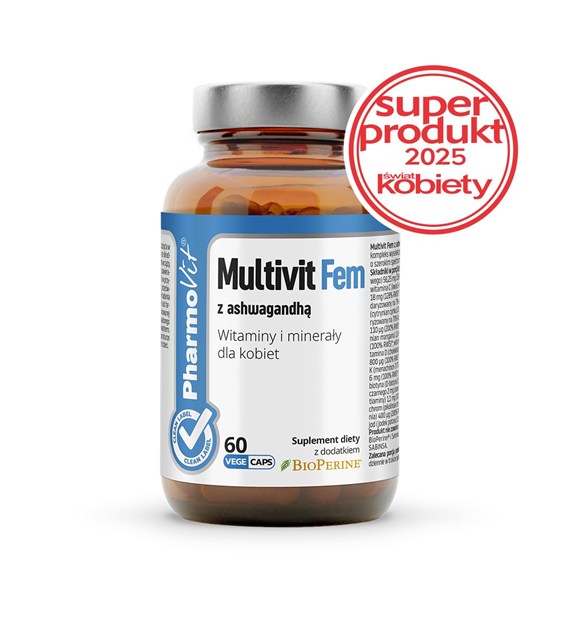 Multivit Fem z ashwagandhą Witaminy i minerały dla kobiet 60 kaps | Clean Label Pharmovit