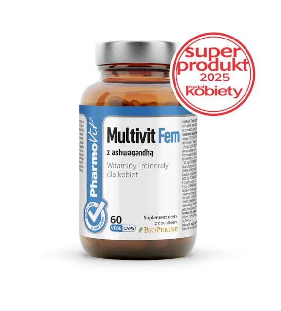 Multivit Fem z ashwagandhą Witaminy i minerały dla kobiet 60 kaps | Clean Label Pharmovit