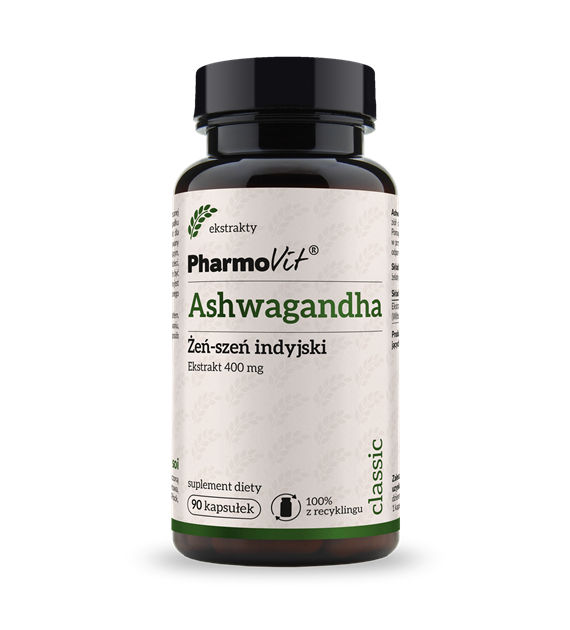 Ashwagandha Żeń-szeń indyjski 4:1 400 mg 90 kaps | Classic Pharmovit