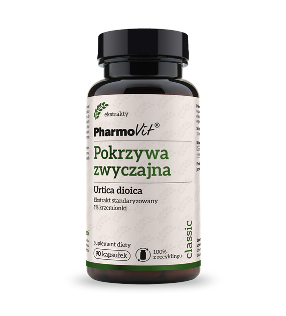 Pokrzywa zwyczajna Urtica dioica Ekstrakt standaryzowany 1% krzemionki 90 kaps | Classic Pharmovit