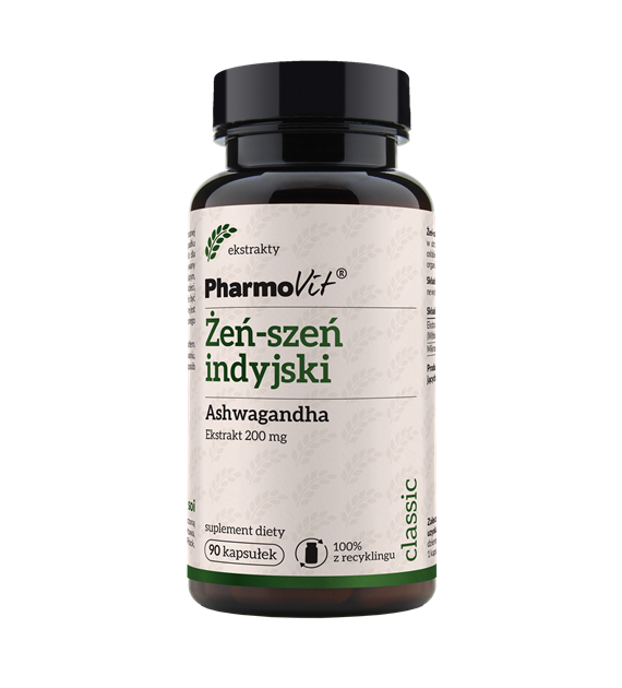 Żeń-szeń indyjski Ashwagandha 20:1 200 mg 90 kaps | Classic Pharmovit